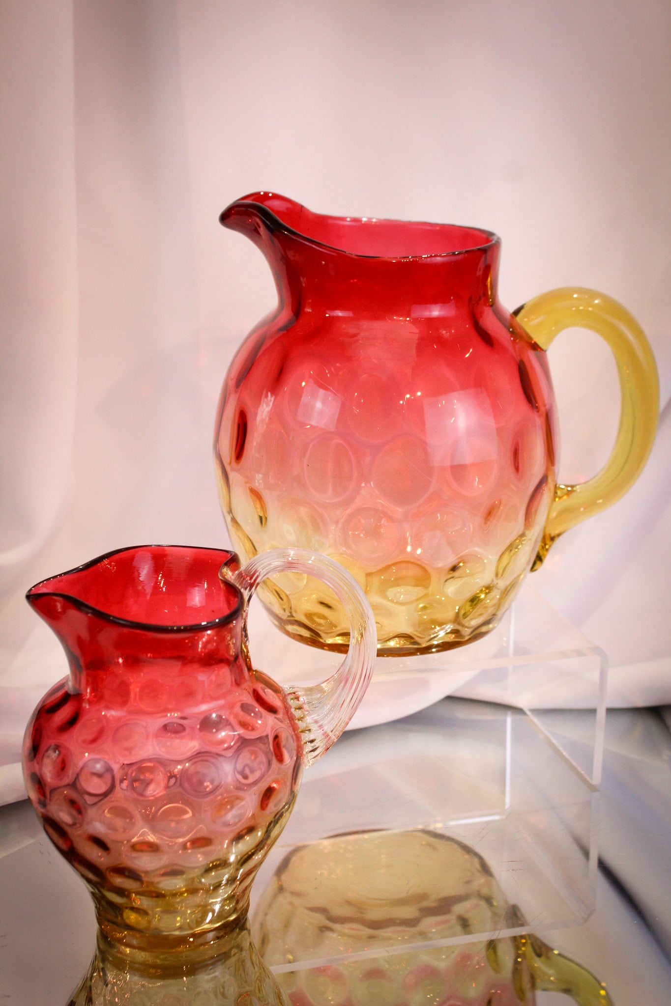 2 pc Lot Amberina Pitcher & Heart Top Creamer (1 of 11)