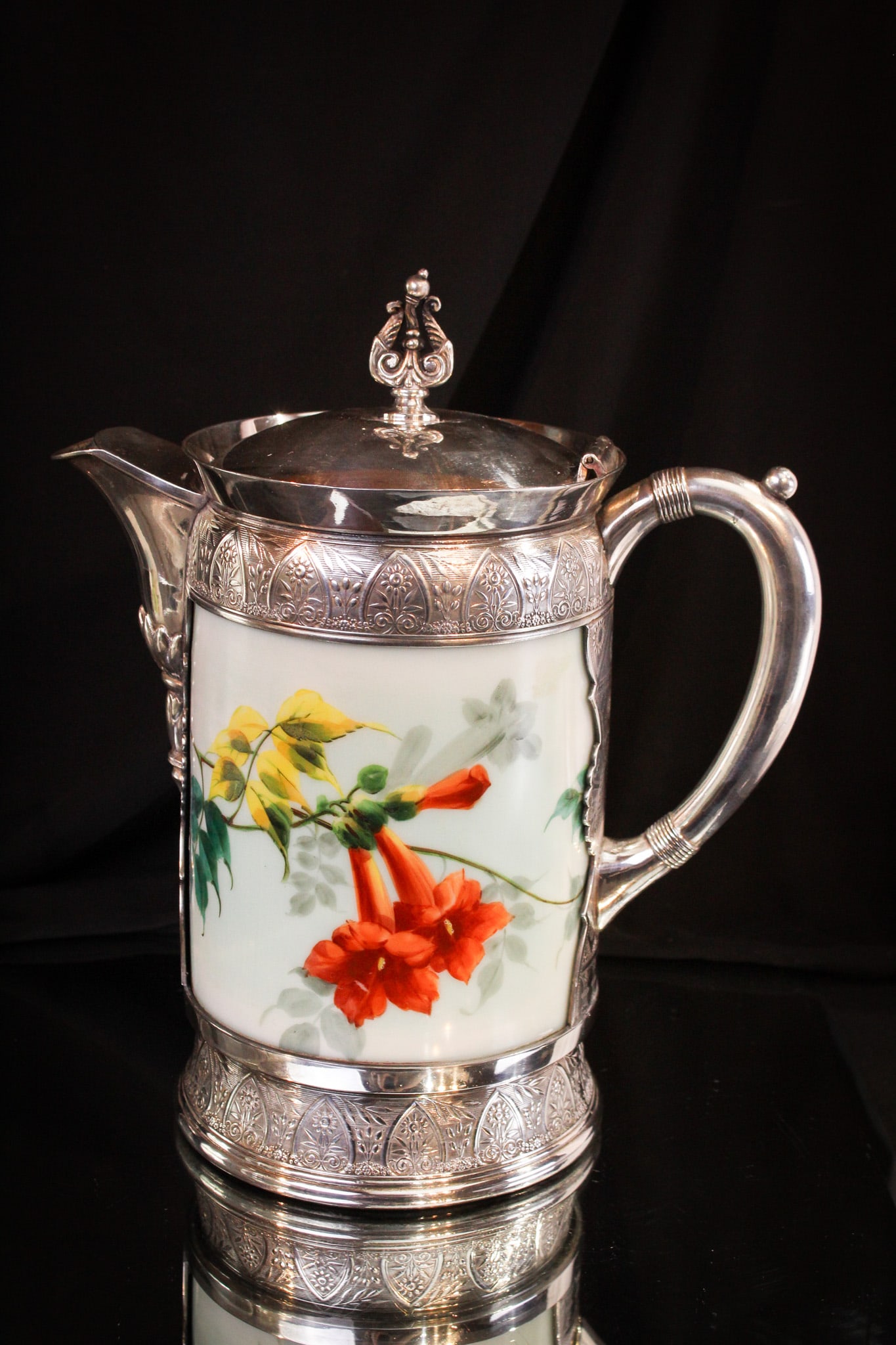 Rare Simpson Hall Miller Victorian Silverplate Glass Pitcher (1 of 7)