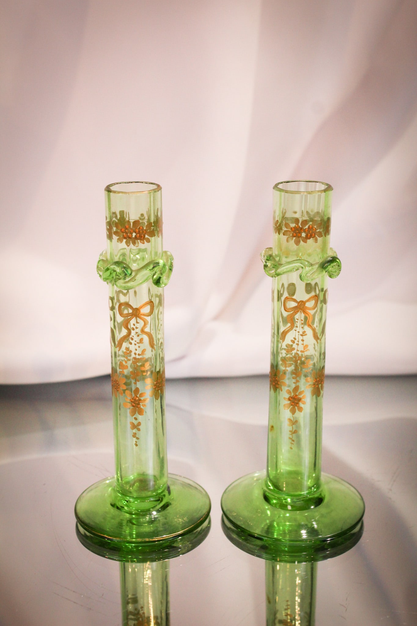 Pair Diminutive Moser Gilt Enameled Cabinet Vases (1 of 6)