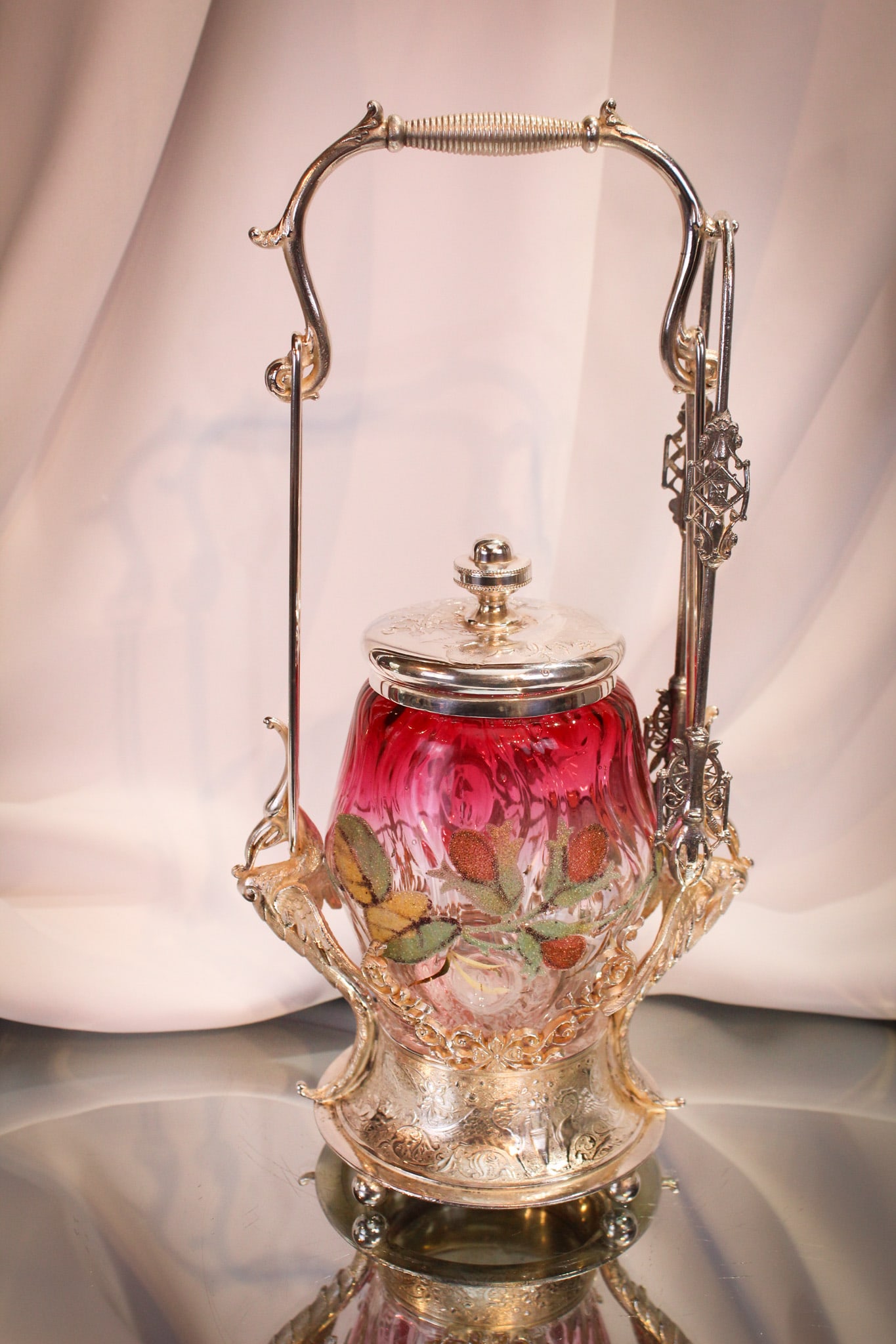 Wilcox Victorian Silverplate Rubina Enameled Glass Pickle Castor (1 of 10)