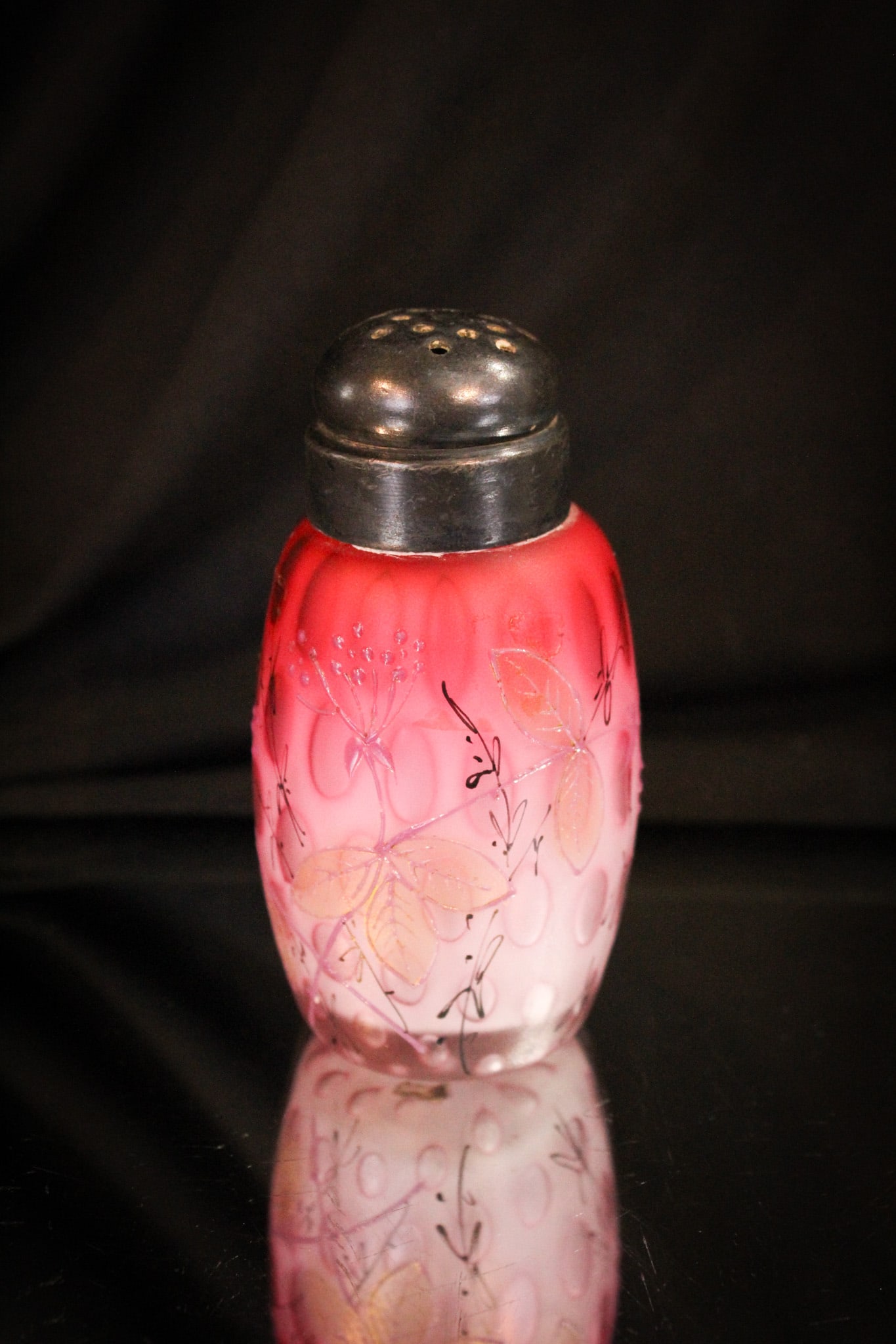 Scarce Enameled Victorian Phoenix Mother of Pearl Victorian Glass Salt Shaker (1 of 4)