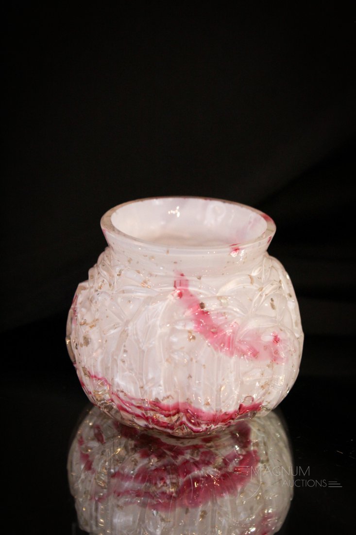 Northwood Leaf Mold Victorian Glass Toothpick Holder: Great example of a Northwood Leaf Mold pattern Royal Silver colored Victorian glass toothpick holder. Nice! Measures 2" tall.