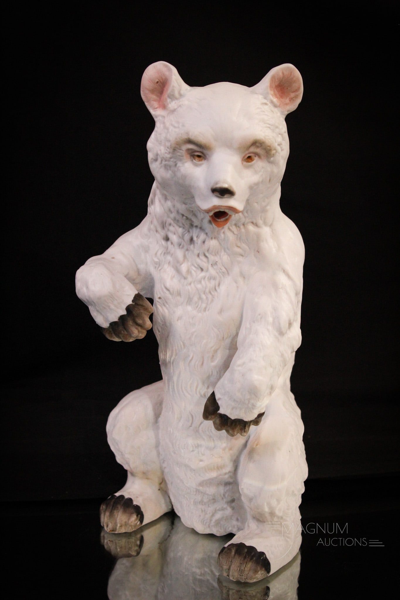 Rare Huebach Bisque Porcelain 11" Polar Bear: How many have you folks seen? We thought so! This is one unique bear. Great detail and size measuring in at 10 3/4" tall. This bear is a welcome addition to any collection or man cave.