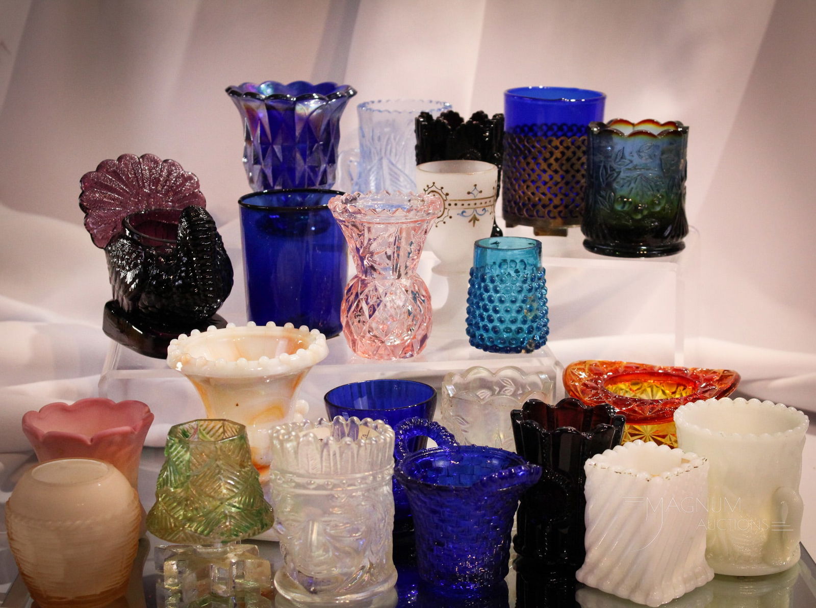 20 pc Lot Contemporary Toothpick Holders Summit Imperial Mosser & More: Twenty assorted contemporary glass toothpick holders in this wonderful offering. Makers such as Imperial glass, Summit, Mosser, and more. Tallest measures 3 1/4".