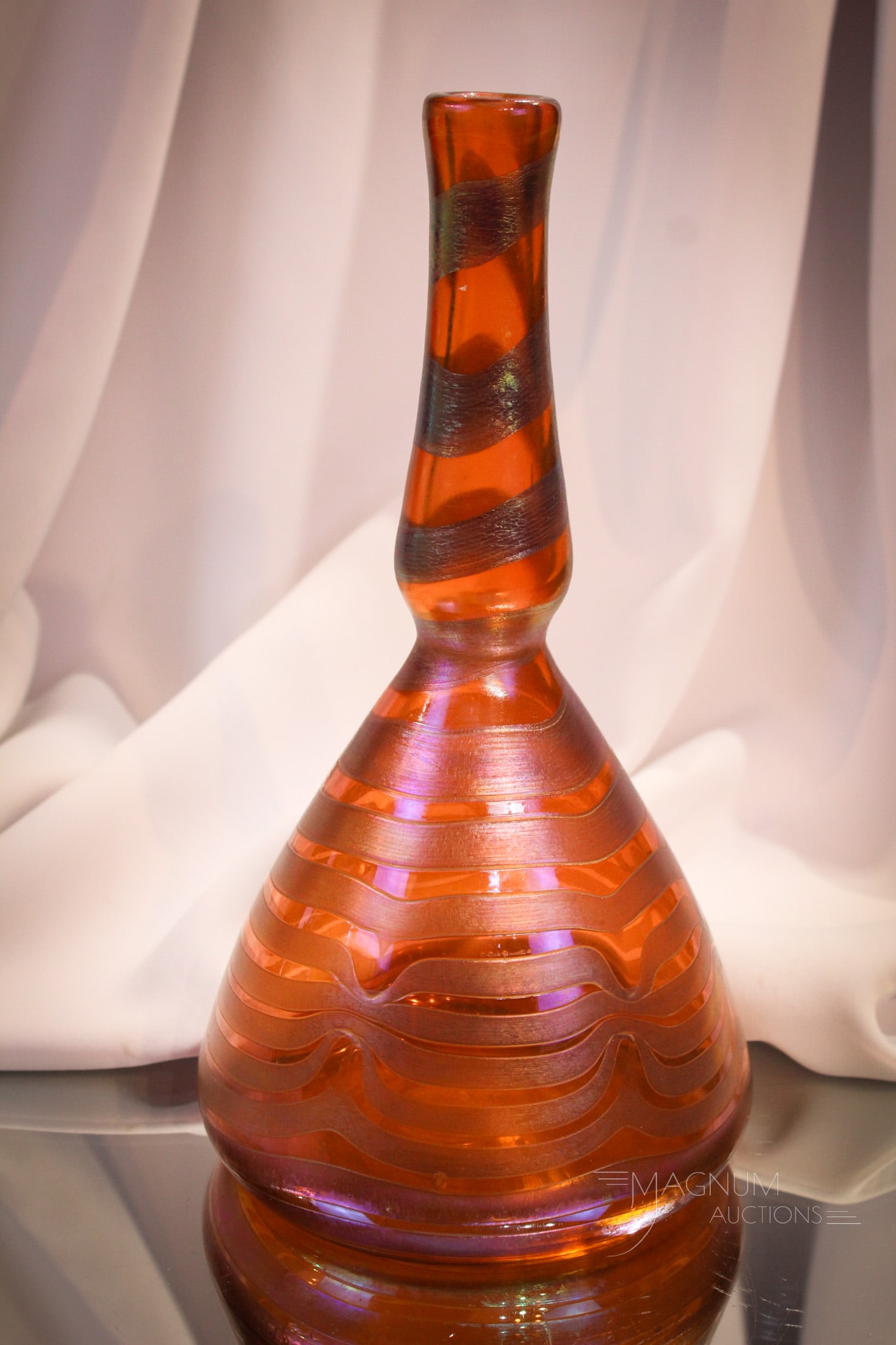 Loetz/ Fritz Heckert Phaenomen Genre Art Glass Vase: Attributed to Loetz/ Fritz Heckert, a Phaenomen genre vase. Parallel PG-181. Exact example shown in Passau Museum with spurious Loetz signature. This example unsigned. Vase measures 11" tall.