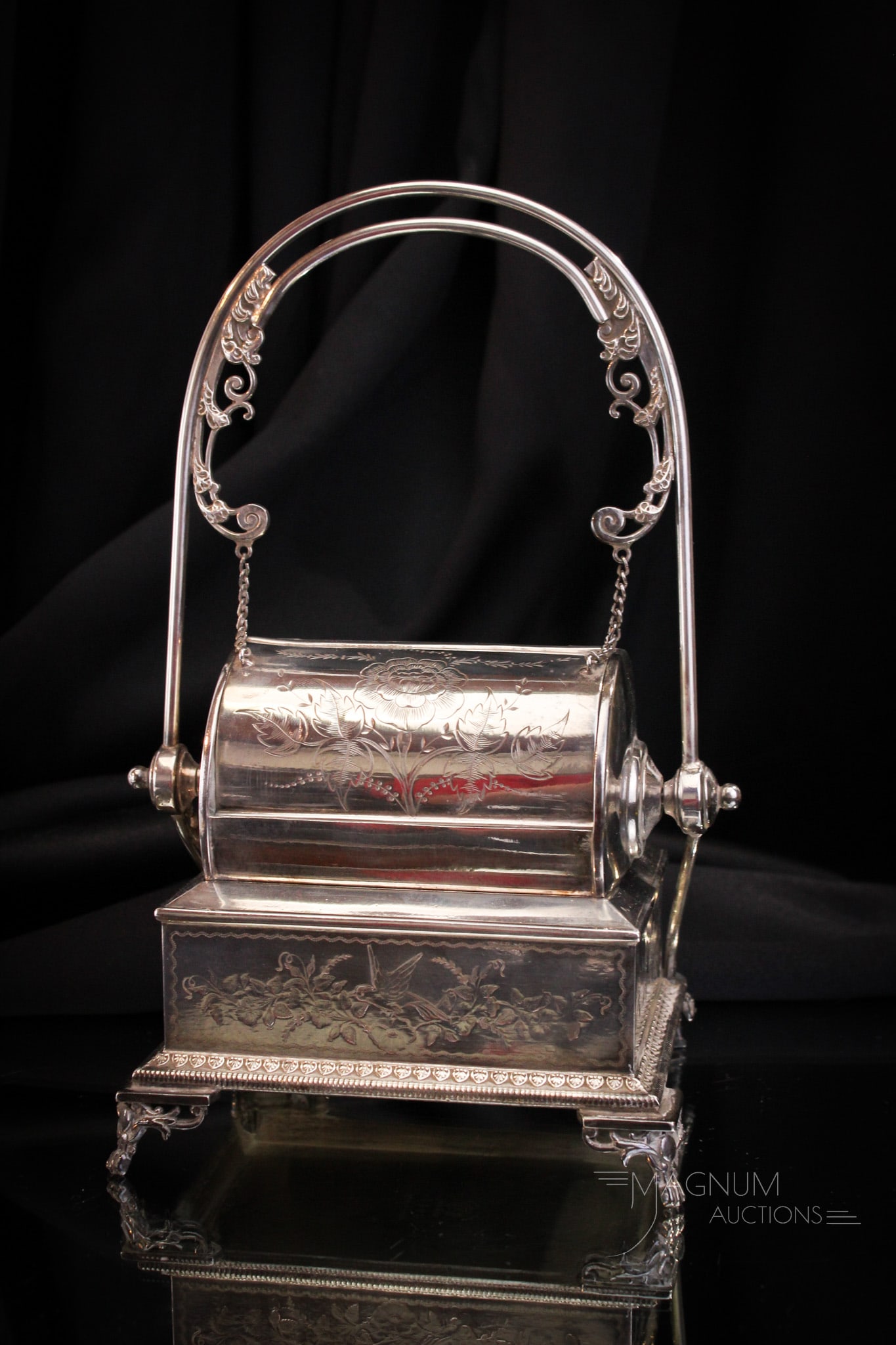 Wilcox Victorian Silverplate Jewelry casket: Fine signed Wilcox Victorian silverplate Jewelry Casket complete with silk lined drawers. A beautiful example sure to be a welcome addition to your collection. Measures 10 1/2" tall.