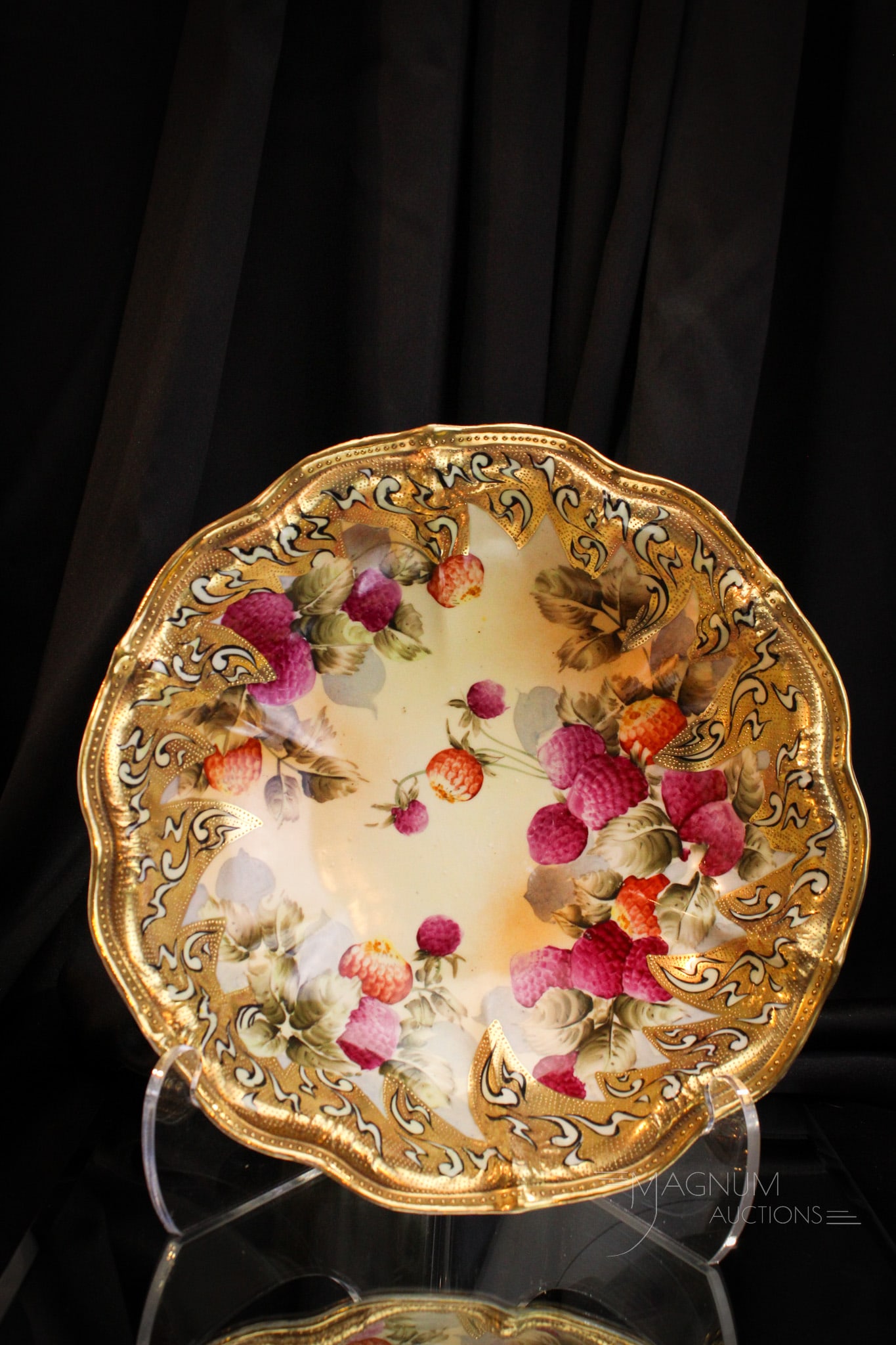 Marked Nippon Porcelain 12" Strawberry Bowl: Great find in this marked Nippon strawberry decorated bowl. Bowl measures 3 1/4" tall, 12" in diameter.