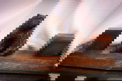 Large 16 1/4" Black Forest Bear Double Inkwell Desk Set