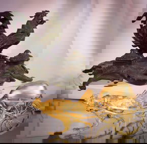 2 pc Lot Chicken Rooster Themed Victorian Inkwells