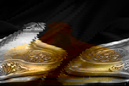 Large 14" Art Nouveau Brass Butterfly Inkwell