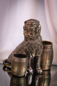 Victorian Figural Lion Smoking Set