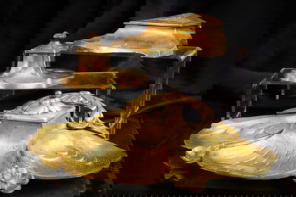 3 pc Lot Art Nouveau Inkwell Desk Sets