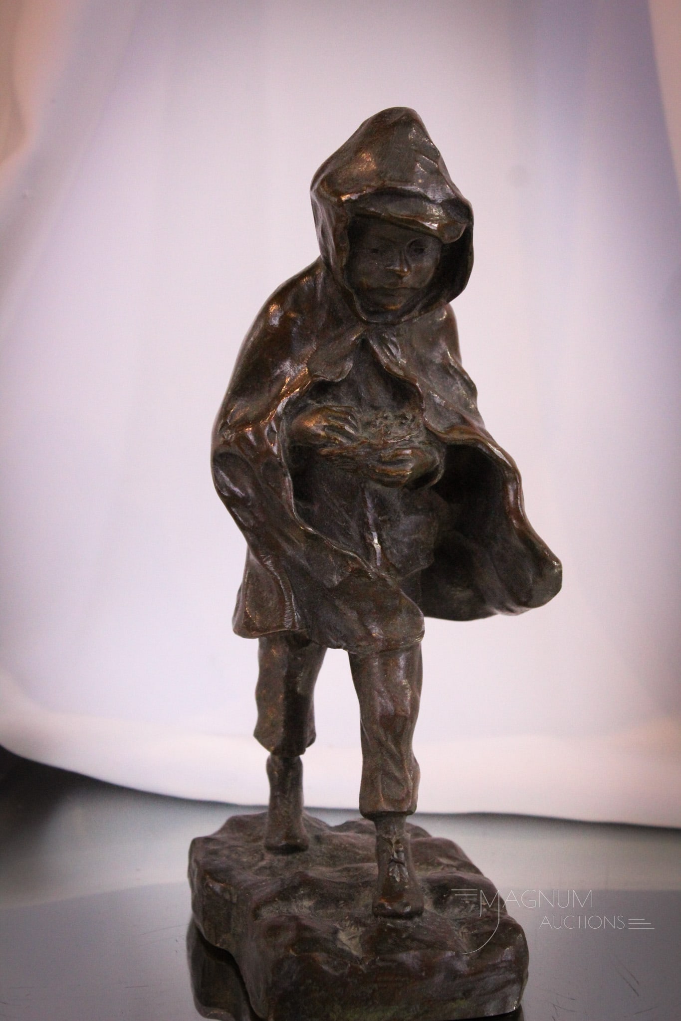 H. Charceboef French Bronze Boy in Cloak Circa 1900: Fine signed French bronze H. Charceboef, "boy in Cloak" statue circa 1900. Bronze measures 9 1/4" tall.