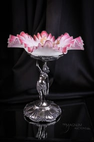 Victorian Silverplate Figural Brides Bowl Centerpiece