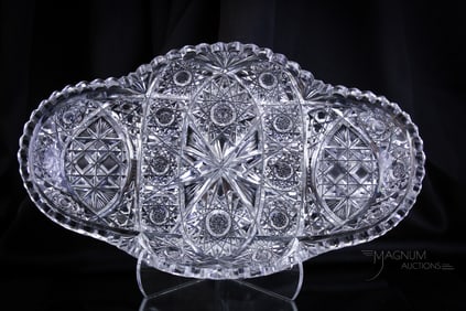 14" ABP American Brilliant Period Cut Glass Ice Cream Tray