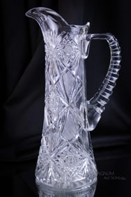 ABP American Brilliant Period Cut Glass 13" Hobstar Tankard Pitcher