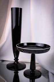 2 pc Lot Sinclair Glass Compote & Vase