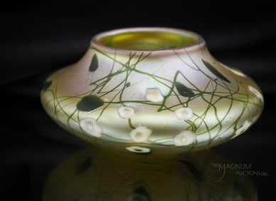 Steuben Aurene Haviland & Co.Millefiori Glass Squat Vase