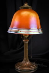 Steuben Intarsia Art Glass with Handel Lamp