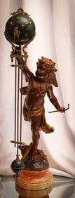 A.L. Gregoire signed Mystery Swinger French 23 1/2" Cherub Clock