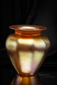 Durand signed Gold Irridescent Flared Art Glass Vase