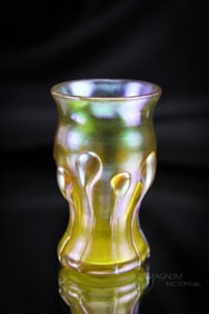 Signed Tiffany Tadpoles Miniature Art Glass Cabinet Vase