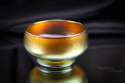 Signed Tiffany Gold Favrile Master Salt Cabinet Vase