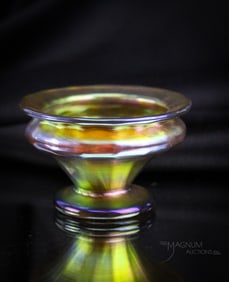 Signed Tiffany Gold favrile Footed Open Salt
