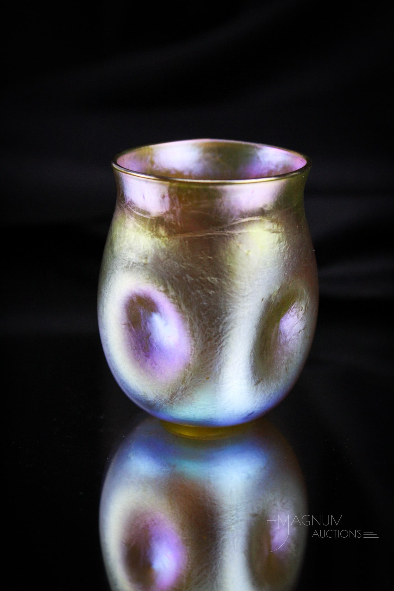 Signed Tiffany Gold Favrile Art Glass Pinched Toothpick Holder: Great form and color on this little piece of signed Tiffany. This pinched side toothpick holder measures just 2 1/4" tall. Toothpick is signed, "L.C.T., Favrile" and "1288."