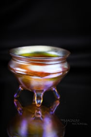 Signed Tiffany Gold Favrile Footed Open Salt