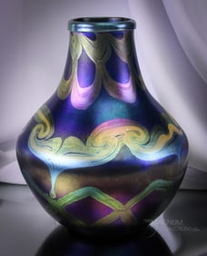 Important Signed Decorated Tiffany  8 1/2" Vase