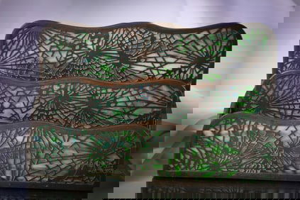 Signed Tiffany Studios New York Pine Needles Letter Holder