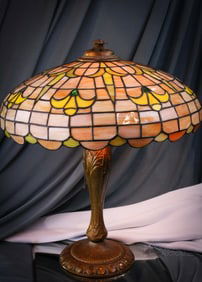 Lamb Bros. Leaded Glass Arts and Crafts Table Lamp