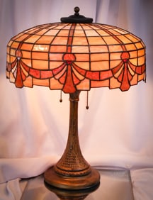 Lamb Bros. Leaded Glass Arts and Crafts Table Lamp