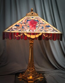 Duffner & Kimberly "Elizabethan" Leaded Glass Table Lamp