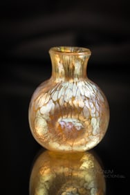 Loetz Gold Papillon Tiny Miniature Cabinet 1 3/4" Vase