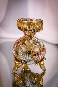 Moser 3 1/2" Gilt Enameled Glass Cabinet Vase