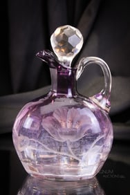 Moser Amythest Art Glass Intaglio Cut Decanter
