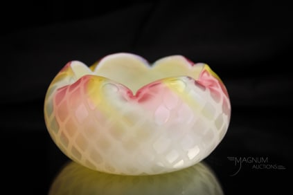 Webb mkd "Patent" Rainbow Victorian Satin Glass Finger Bowl