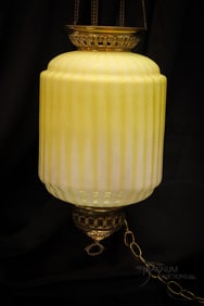 Huge Victorian Zipper Mother of Pearl Hanging Hall Lamp