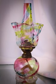 Very Rare Rainbow Victorian Minature Oil Lamp