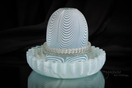 Blue Nailsea Victorian Glass Fairy Lamp