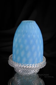 Victorian Cut Velvet Blue Victorian Glass Fairy Lamp