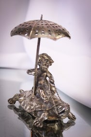 Pairpoint Silverplate Figural Putti & Umbrella Toothpick Holder