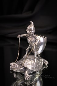 Pairpoint Silverplate Palmer Cox Brownie on Turtle Toothpick Holder