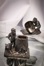 Tufts Silverplate Figural Monkey Victorian Toothpick Holders