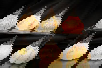 6 pc Lot Mt. Washington Victorian Glass Fig Salt Shakers