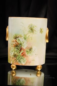 W.G. & Co. Limoges France Hand Painted Porcelain Cache' Pot