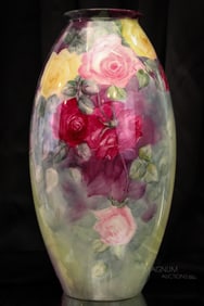 Massive Museum 19" Willets Belleek Hand Painted Fine Porcelain Roses Vase