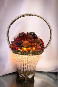 Czech Beaded Glass Fruit Basket Glass Lamp